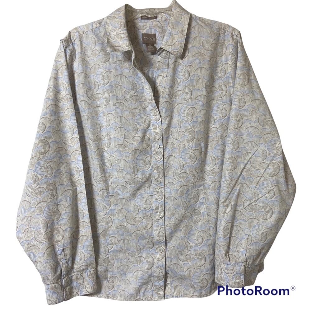 Chico's V Neck Button Down Blouse Size 3